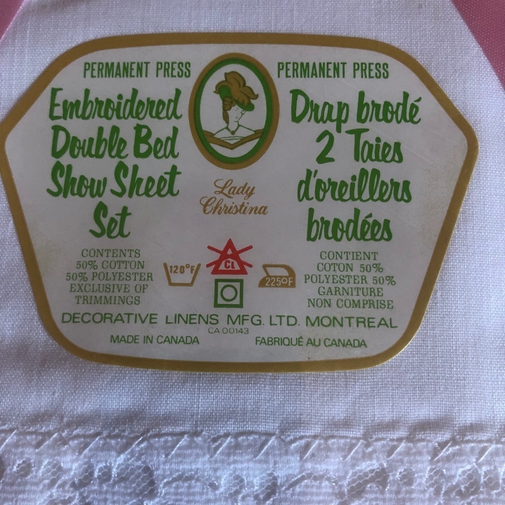 Vintage Embroidered double bed show sheet set by Lady Christina- new in package